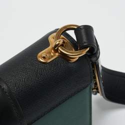 Prada Green/Black Leather Cahier Flap Shoulder Bag