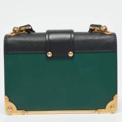 Prada Green/Black Leather Cahier Flap Shoulder Bag