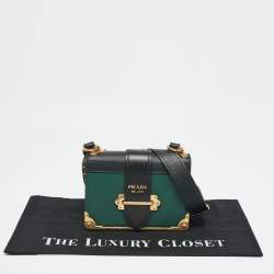 Prada Green/Black Leather Cahier Flap Shoulder Bag
