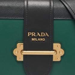 Prada Green/Black Leather Cahier Flap Shoulder Bag