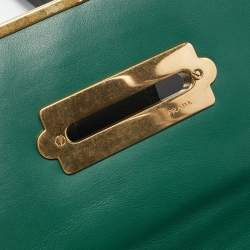 Prada Green/Black Leather Cahier Flap Shoulder Bag