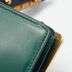 Prada Green/Black Leather Cahier Flap Shoulder Bag