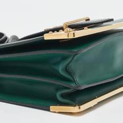 Prada Green/Black Leather Cahier Flap Shoulder Bag