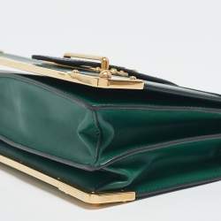 Prada Green/Black Leather Cahier Flap Shoulder Bag