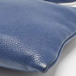 Prada Blue Vitello Phoenix Leather Single Zip Crossbody Bag