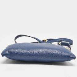 Prada Blue Vitello Phoenix Leather Single Zip Crossbody Bag
