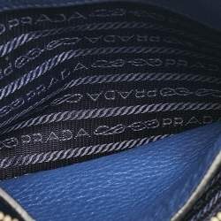 Prada Blue Vitello Phoenix Leather Single Zip Crossbody Bag