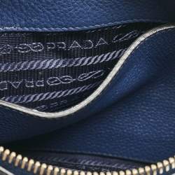 Prada Blue Vitello Phoenix Leather Single Zip Crossbody Bag