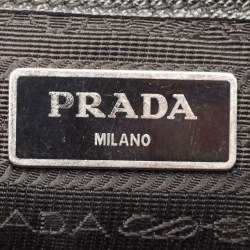 مملوكة مسبقًا Prada Black Nylon and Leather Double Pocket Drawstring Backpack