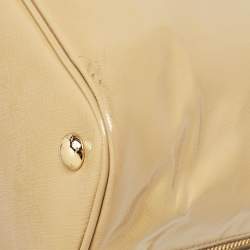 Prada Tan Saffiano Vernise Oversized Zip Satchel