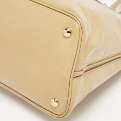 Prada Tan Saffiano Vernise Oversized Zip Satchel