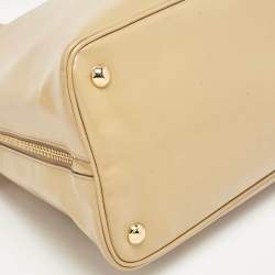 Prada Tan Saffiano Vernise Oversized Zip Satchel