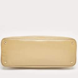 Prada Tan Saffiano Vernise Oversized Zip Satchel