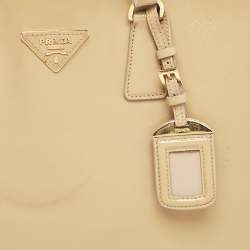 Prada Tan Saffiano Vernise Oversized Zip Satchel