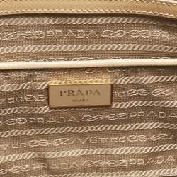 Prada Tan Saffiano Vernise Oversized Zip Satchel