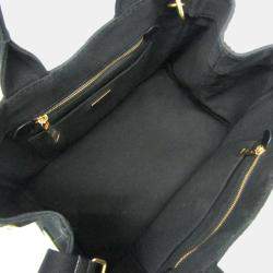 Prada Black Canapa Canvas Top Handle Shoulder Bag