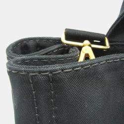 Prada Black Canapa Canvas Top Handle Shoulder Bag