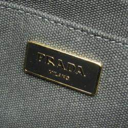 Prada Black Canapa Canvas Top Handle Shoulder Bag