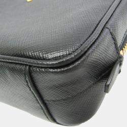 Prada Black Saffiano Leather Pouch Shoulder Bag