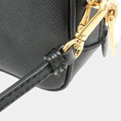 Prada Black Saffiano Leather Pouch Shoulder Bag