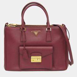 Prada Wine Saffiano Leather Shoulder Bag 