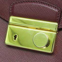 Prada Wine Saffiano Leather Shoulder Bag 
