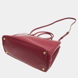 Prada Wine Saffiano Leather Shoulder Bag 