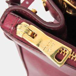 Prada Wine Saffiano Leather Shoulder Bag 