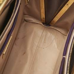 Prada Purple/Cream Saffiano Vernic Leather Pyramid Frame Satchel