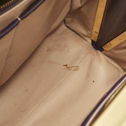 Prada Purple/Cream Saffiano Vernic Leather Pyramid Frame Satchel