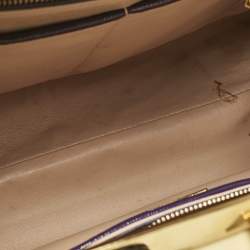 Prada Purple/Cream Saffiano Vernic Leather Pyramid Frame Satchel