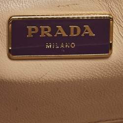 Prada Purple/Cream Saffiano Vernic Leather Pyramid Frame Satchel