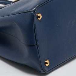 Prada Blue Saffino Lux Leather Medium Double Zip Tote