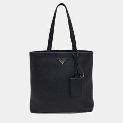 Prada Black Leather large tote bag