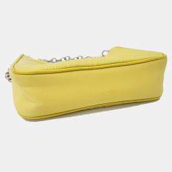 Prada Yellow Fabric Tesuto Chain Strap Mini Hobo Bag