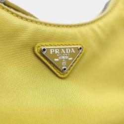 Prada Yellow Fabric Tesuto Chain Strap Mini Hobo Bag