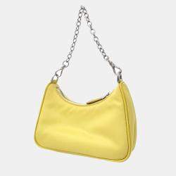 Prada Yellow Fabric Tesuto Chain Strap Mini Hobo Bag