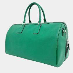 Prada Green Leather Saffiano Travel Bag