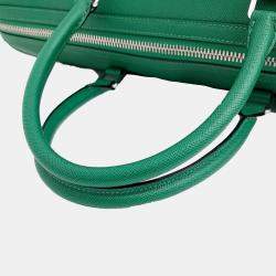 Prada Green Leather Saffiano Travel Bag