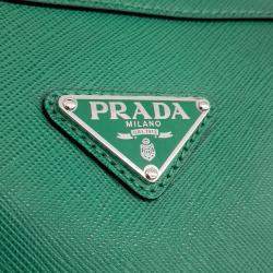 Prada Green Leather Saffiano Travel Bag
