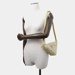 Prada Yellow Satin Leather Rhinestone Studded Triangle Handbag 