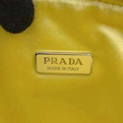 Prada Yellow Satin Leather Rhinestone Studded Triangle Handbag 