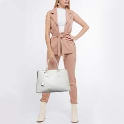 Prada White Saffiano Leather Large Promenade Satchel