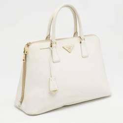 Prada White Saffiano Leather Large Promenade Satchel