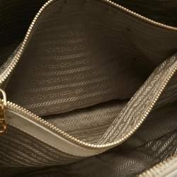 Prada White Saffiano Leather Large Promenade Satchel