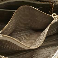 Prada White Saffiano Leather Large Promenade Satchel