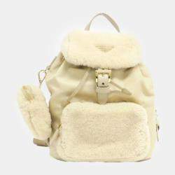 Prada Deserto Re-Nylon and Shearling Backpack Bag