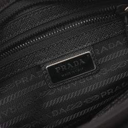 Prada Black Nylon Saffiano Leather Tessuto Shoulder Bag 
