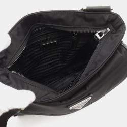 Prada Black Nylon Saffiano Leather Tessuto Shoulder Bag 