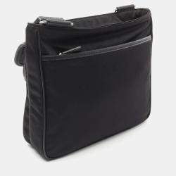 Prada Black Nylon Saffiano Leather Tessuto Shoulder Bag 